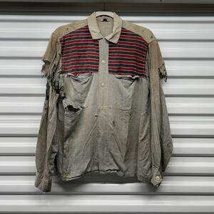 50s Distressed vintage Bud Berma loop collar Gabardine/Rayon work shirt